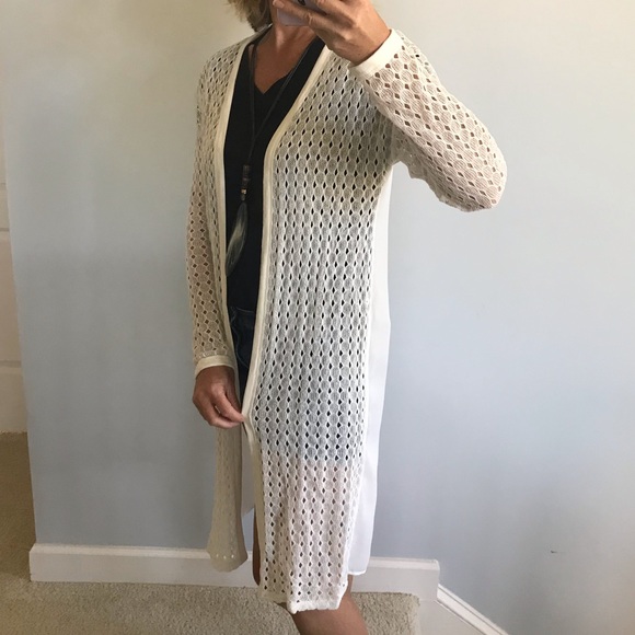 Long White Open Cardigan - Picture 3 of 7